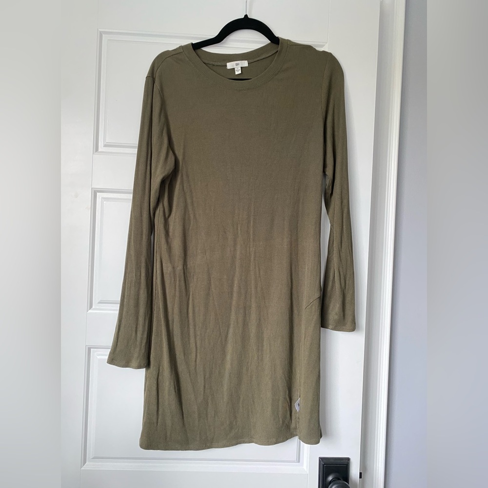 Nordstrom BP Army Green Ribbed Mini Dress